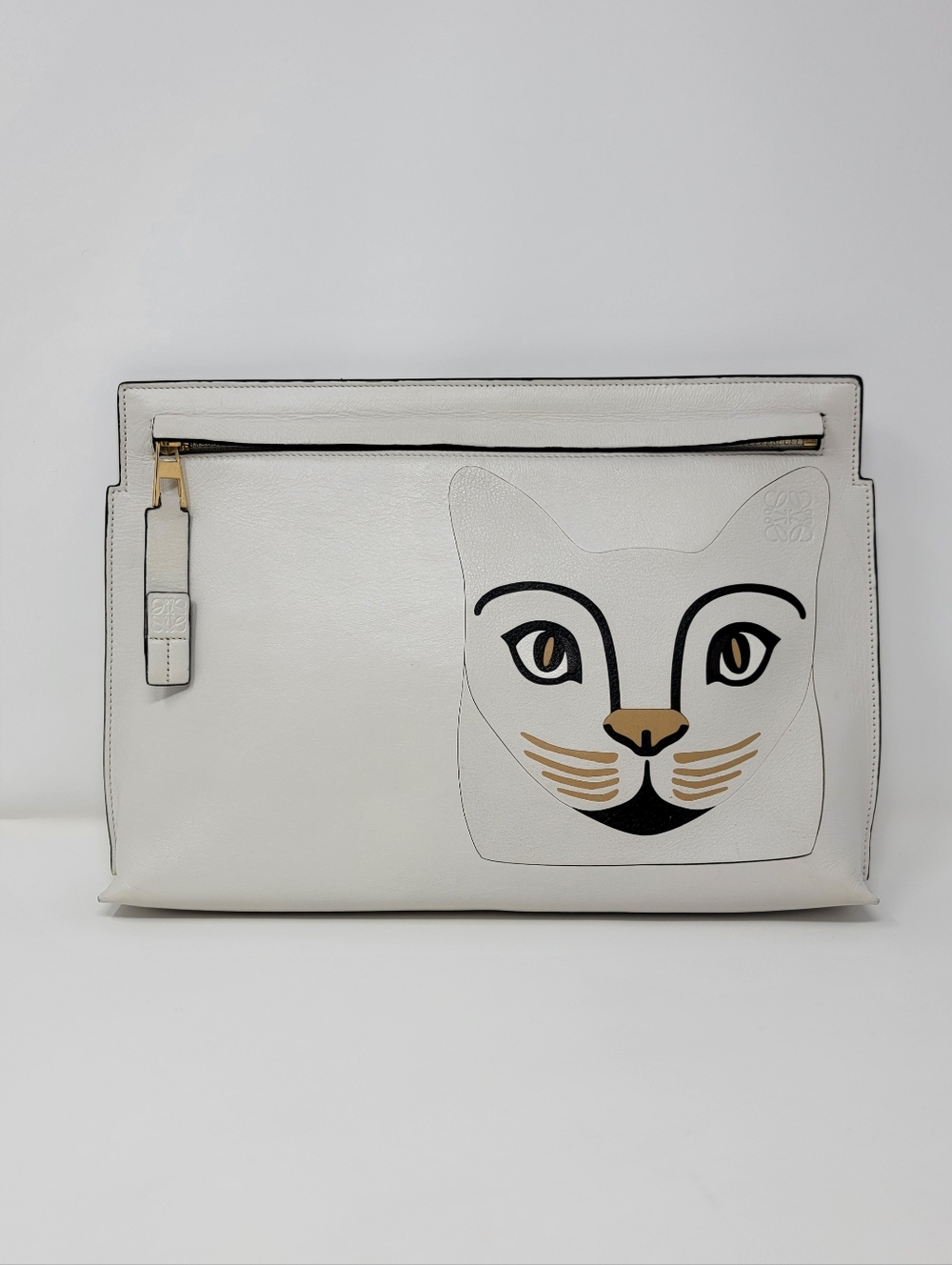 LOEWE Cat Anagram Leather Clutch